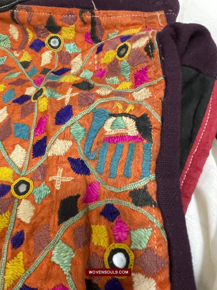 1552 Superb Choli Blouse - Vintage Rabari Embroidery on Mashru cloth Gujarat-WOVENSOULS-Antique-Vintage-Textiles-Art-Decor