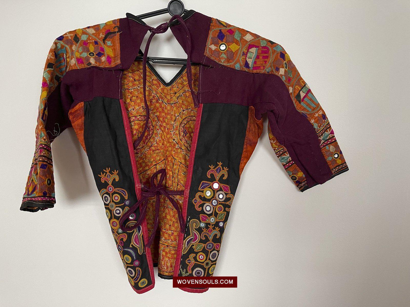 1552 Superb Choli Blouse - Vintage Rabari Embroidery on Mashru cloth Gujarat-WOVENSOULS-Antique-Vintage-Textiles-Art-Decor