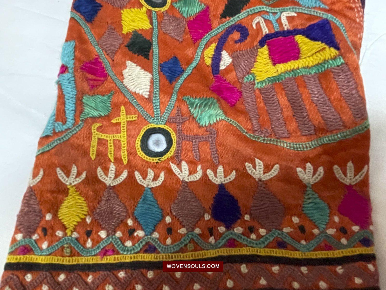 1552 Superb Choli Blouse - Vintage Rabari Embroidery on Mashru cloth Gujarat-WOVENSOULS-Antique-Vintage-Textiles-Art-Decor