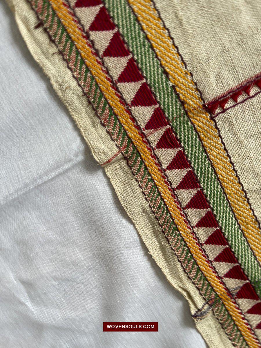 1558 SOLD Rare Vintage Orissa Odisha Gond Tribal Shawl Cotton-WOVENSOULS-Antique-Vintage-Textiles-Art-Decor