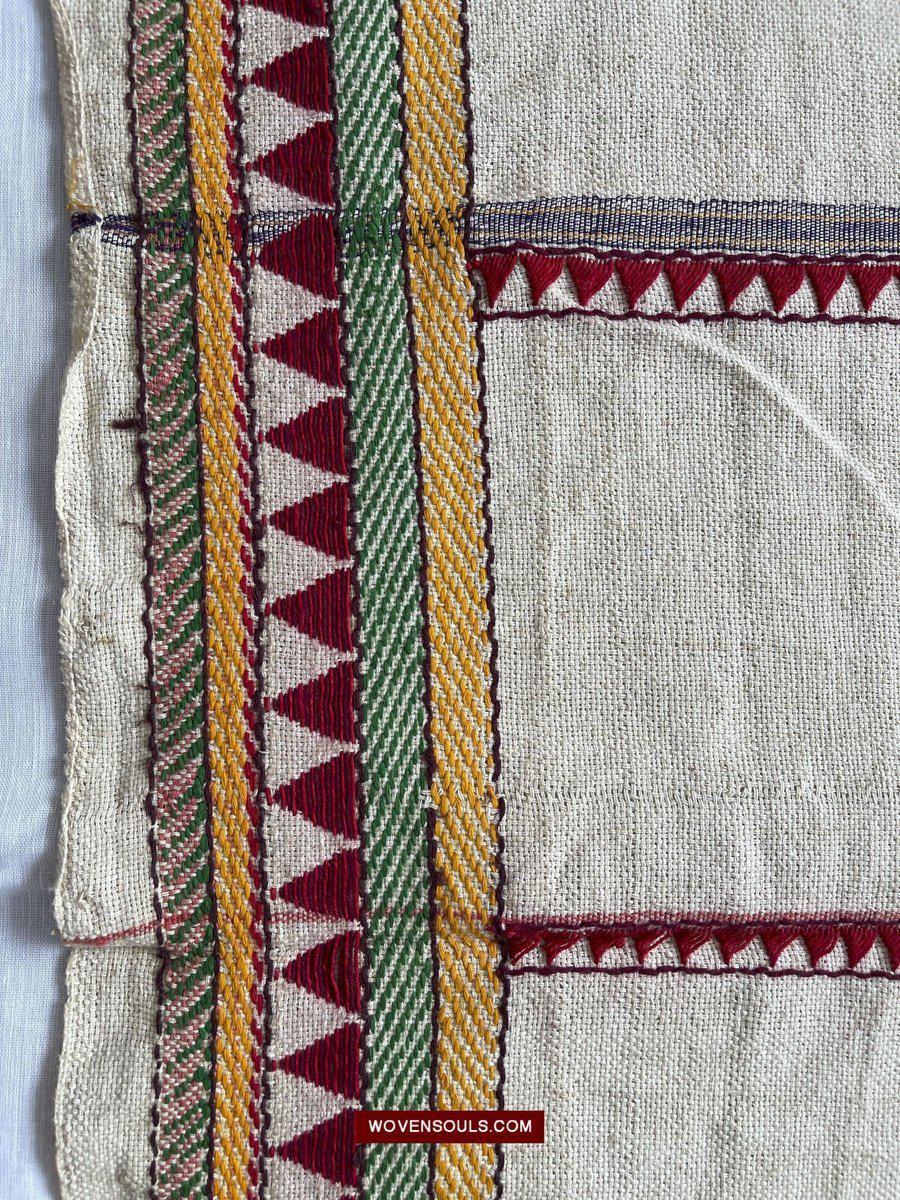 1558 SOLD Rare Vintage Orissa Odisha Gond Tribal Shawl Cotton-WOVENSOULS-Antique-Vintage-Textiles-Art-Decor