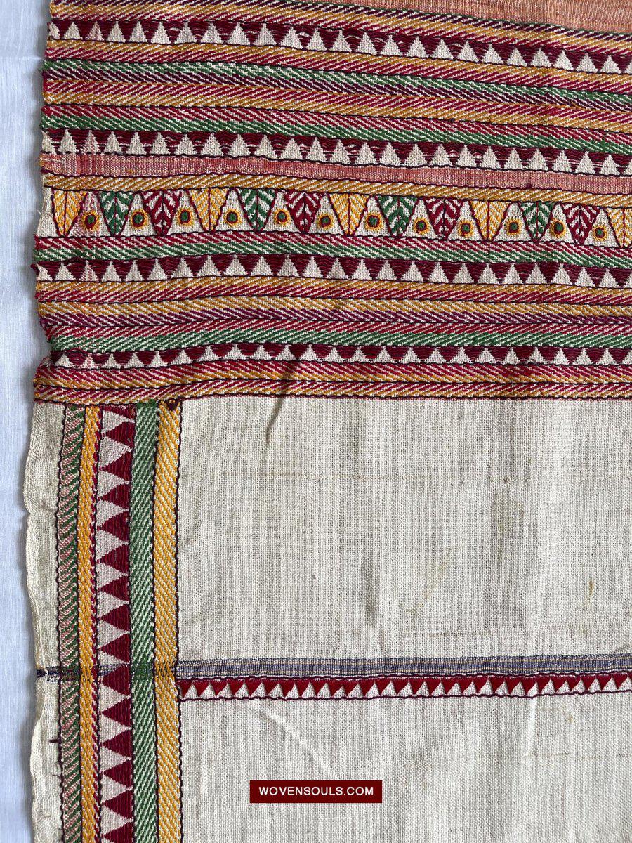 1558 SOLD Rare Vintage Orissa Odisha Gond Tribal Shawl Cotton-WOVENSOULS-Antique-Vintage-Textiles-Art-Decor