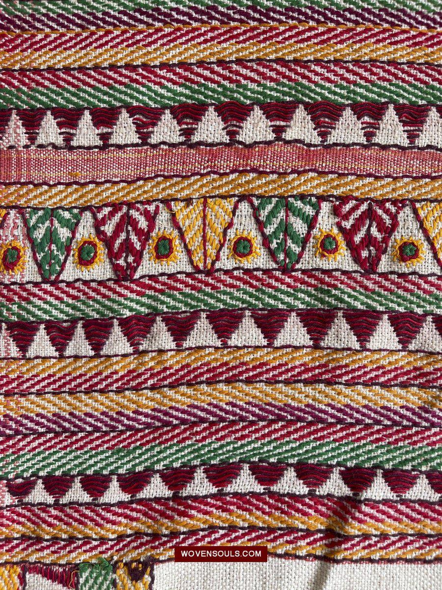 1558 SOLD Rare Vintage Orissa Odisha Gond Tribal Shawl Cotton-WOVENSOULS-Antique-Vintage-Textiles-Art-Decor