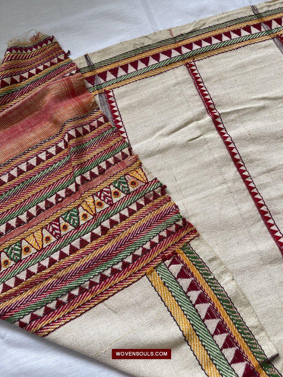 1558 SOLD Rare Vintage Orissa Odisha Gond Tribal Shawl Cotton-WOVENSOULS-Antique-Vintage-Textiles-Art-Decor