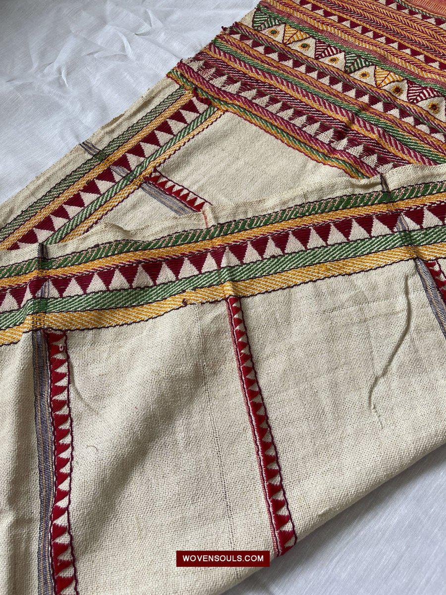 1558 SOLD Rare Vintage Orissa Odisha Gond Tribal Shawl Cotton-WOVENSOULS-Antique-Vintage-Textiles-Art-Decor