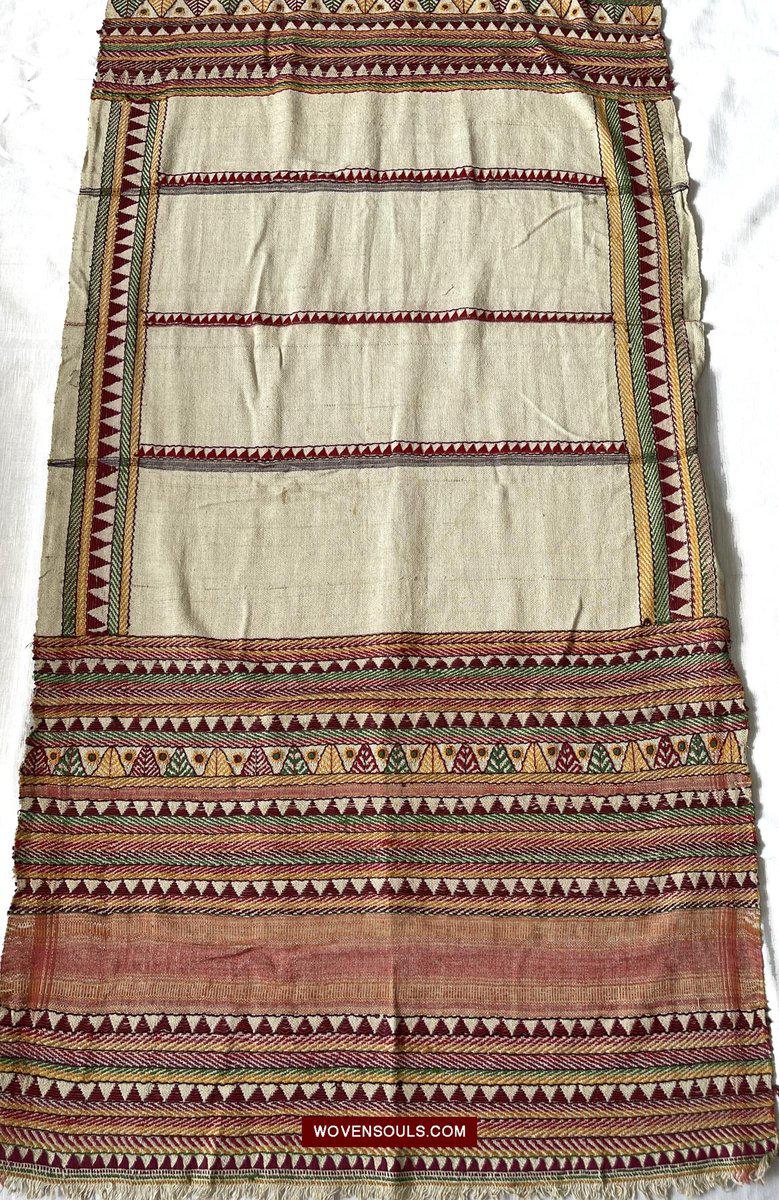 1558 SOLD Rare Vintage Orissa Odisha Gond Tribal Shawl Cotton-WOVENSOULS-Antique-Vintage-Textiles-Art-Decor