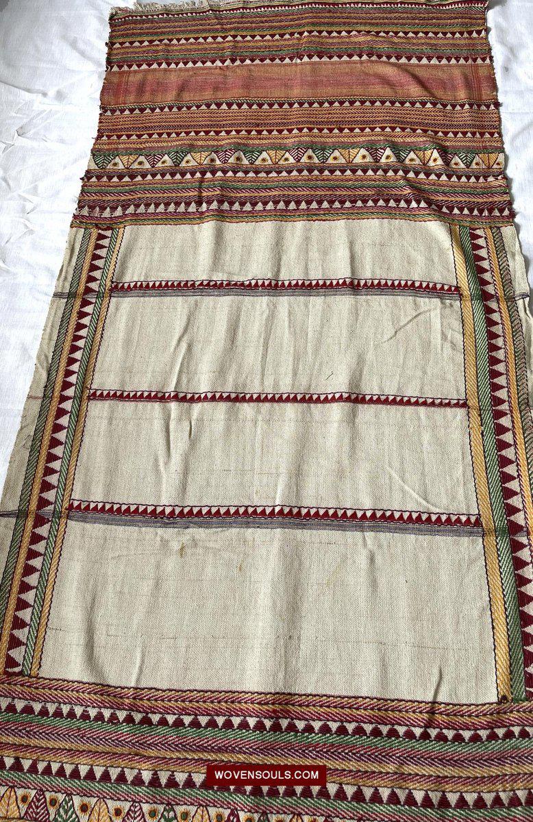 1558 SOLD Rare Vintage Orissa Odisha Gond Tribal Shawl Cotton-WOVENSOULS-Antique-Vintage-Textiles-Art-Decor