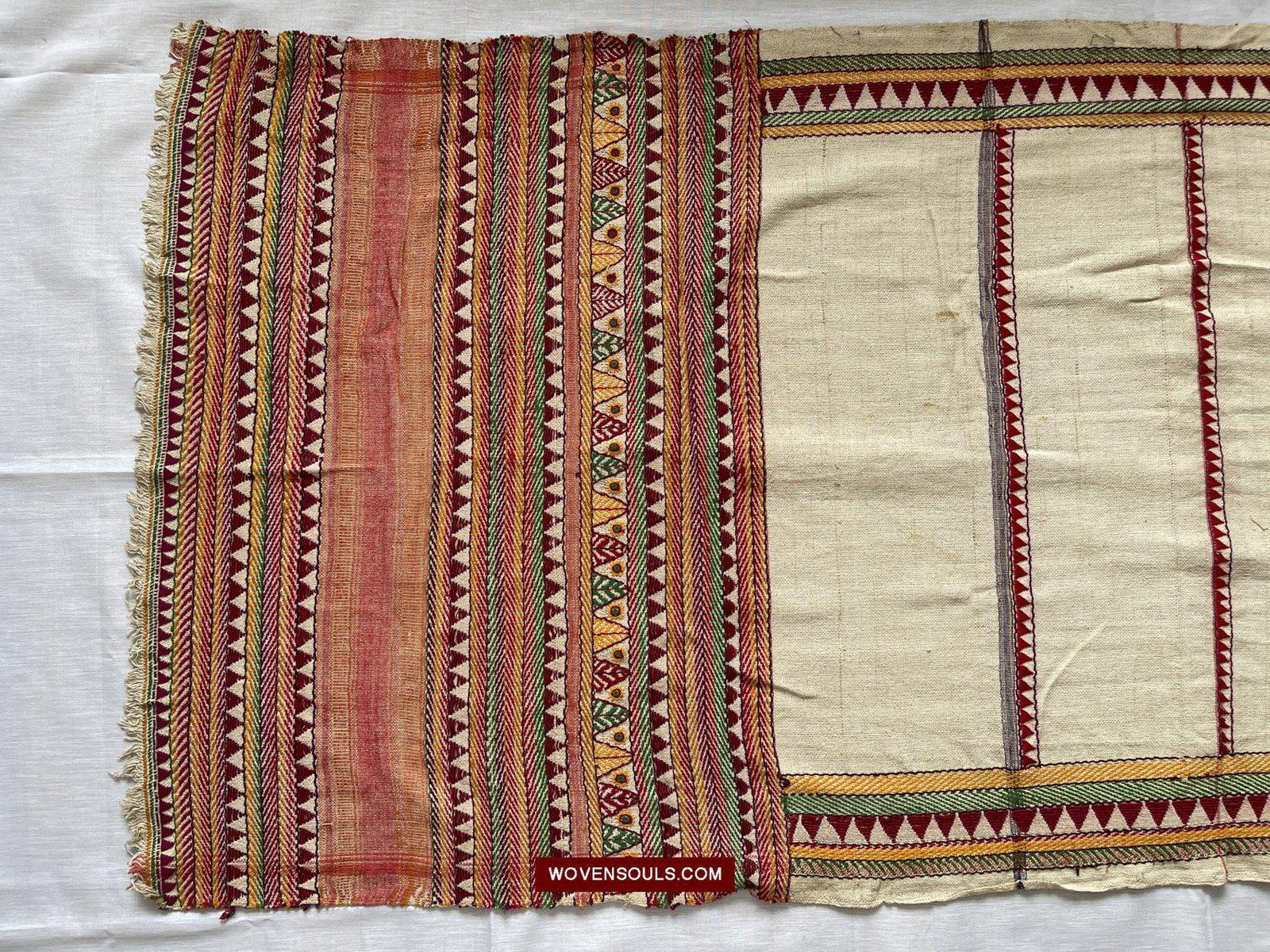 1558 SOLD Rare Vintage Orissa Odisha Gond Tribal Shawl Cotton-WOVENSOULS-Antique-Vintage-Textiles-Art-Decor