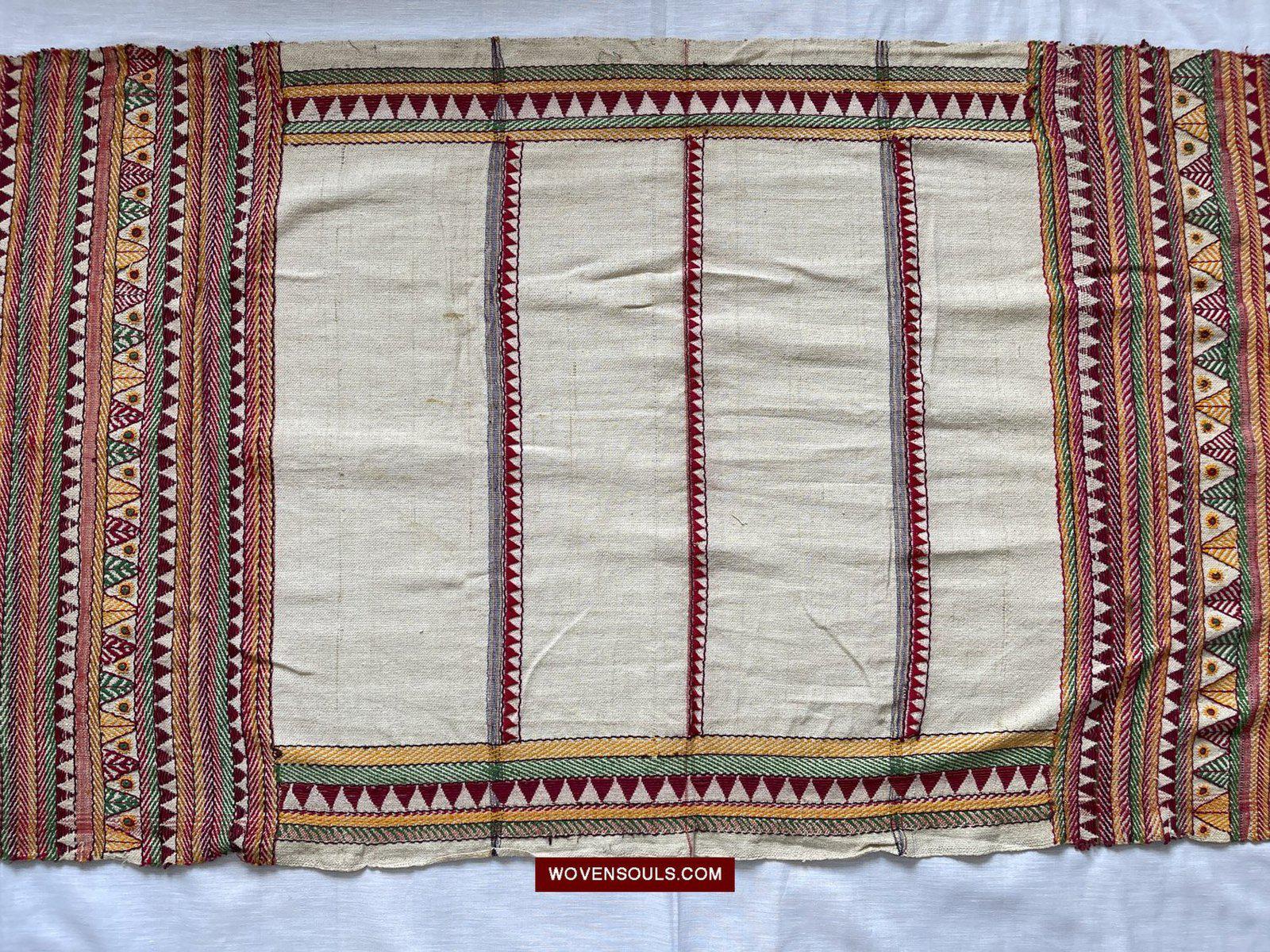 1558 SOLD Rare Vintage Orissa Odisha Gond Tribal Shawl Cotton-WOVENSOULS-Antique-Vintage-Textiles-Art-Decor