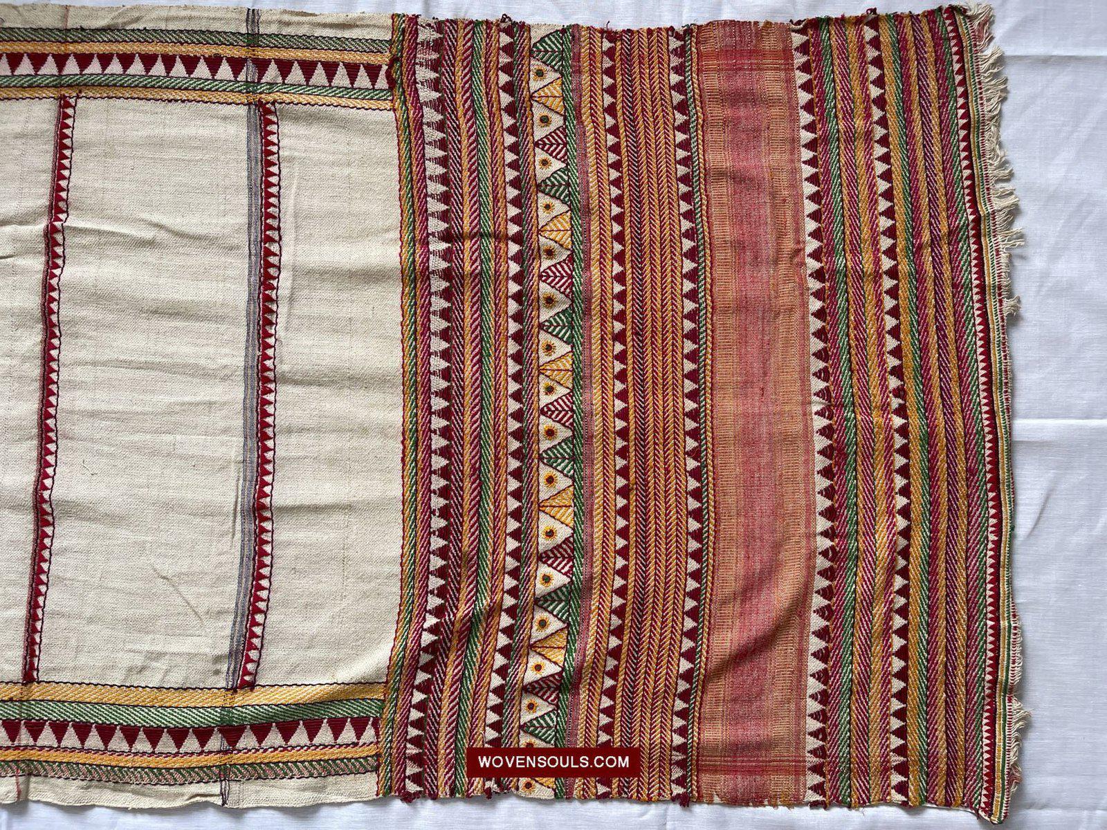 1558 SOLD Rare Vintage Orissa Odisha Gond Tribal Shawl Cotton-WOVENSOULS-Antique-Vintage-Textiles-Art-Decor