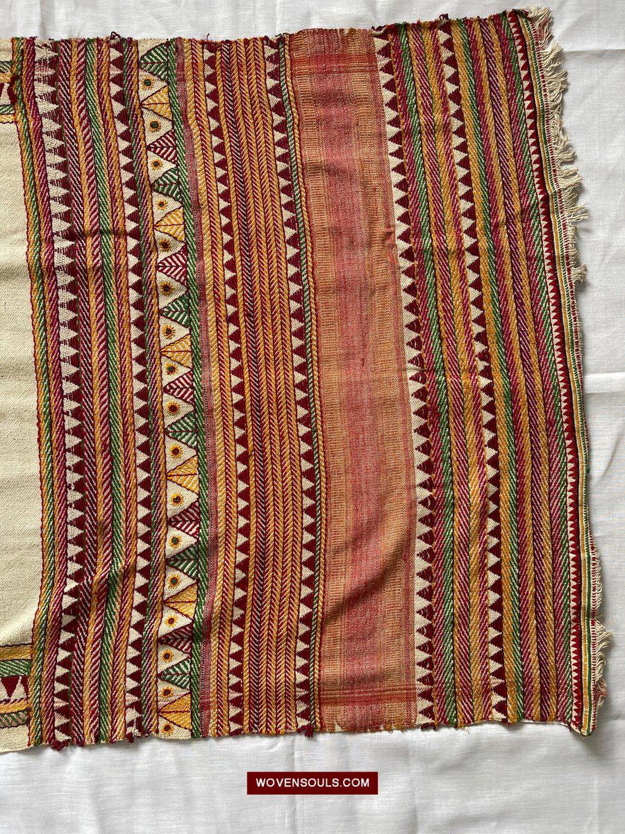 1558 SOLD Rare Vintage Orissa Odisha Gond Tribal Shawl Cotton-WOVENSOULS-Antique-Vintage-Textiles-Art-Decor