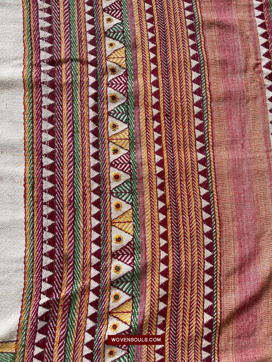 1558 SOLD Rare Vintage Orissa Odisha Gond Tribal Shawl Cotton-WOVENSOULS-Antique-Vintage-Textiles-Art-Decor