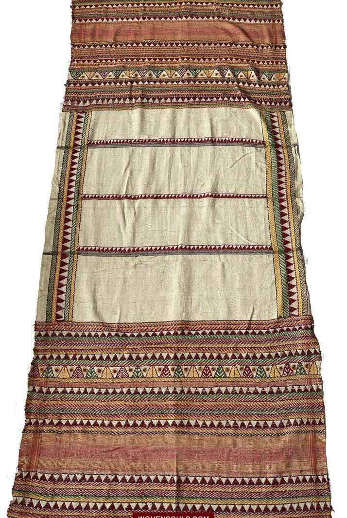 1558 SOLD Rare Vintage Orissa Odisha Gond Tribal Shawl Cotton-WOVENSOULS-Antique-Vintage-Textiles-Art-Decor