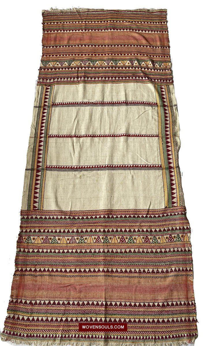 1558 SOLD Rare Vintage Orissa Odisha Gond Tribal Shawl Cotton-WOVENSOULS-Antique-Vintage-Textiles-Art-Decor