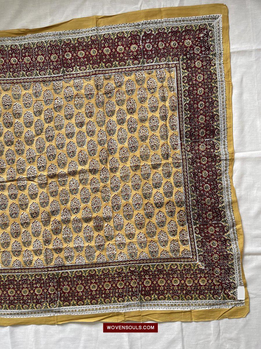 1559 Beautiful Soft Mulmul Scarf with Hand Block Printing - Indian Textile Art-WOVENSOULS-Antique-Vintage-Textiles-Art-Decor