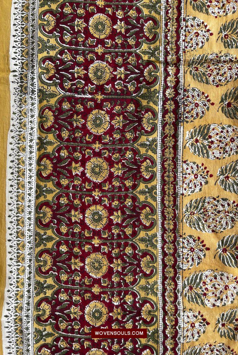 1559 Beautiful Soft Mulmul Scarf with Hand Block Printing - Indian Textile Art-WOVENSOULS-Antique-Vintage-Textiles-Art-Decor