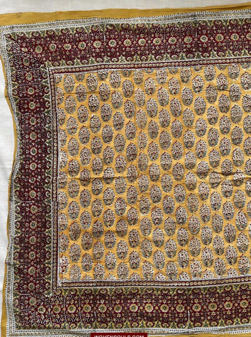 1559 Beautiful Soft Mulmul Scarf with Hand Block Printing - Indian Textile Art-WOVENSOULS-Antique-Vintage-Textiles-Art-Decor