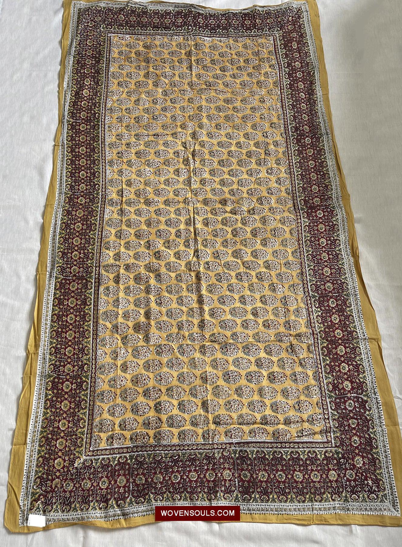 1559 Beautiful Soft Mulmul Scarf with Hand Block Printing - Indian Textile Art-WOVENSOULS Antique Textiles & Art Gallery
