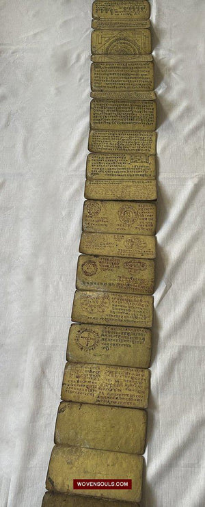 1560 Ancient Nepal Hindu Manuscript Scroll W Paintings / Nag Devi-WOVENSOULS-Antique-Vintage-Textiles-Art-Decor