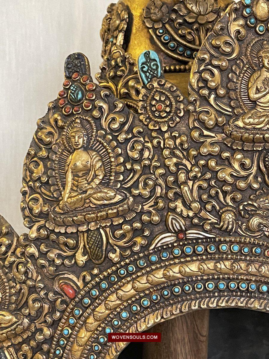 1561 SOLD - Antique Buddhist Ceremonial Crown for Lama / Priest-WOVENSOULS-Antique-Vintage-Textiles-Art-Decor