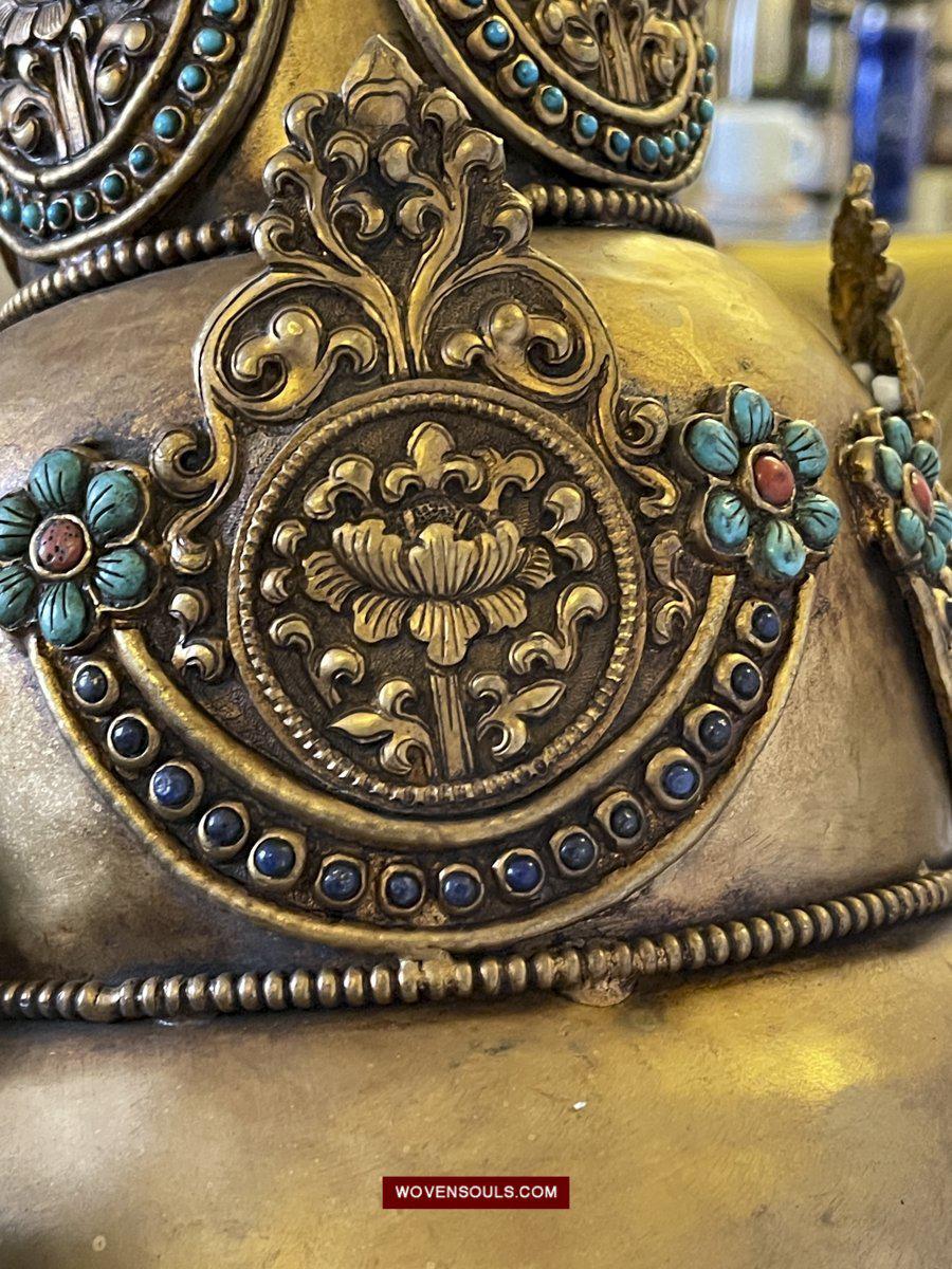 1561 SOLD - Antique Buddhist Ceremonial Crown for Lama / Priest-WOVENSOULS-Antique-Vintage-Textiles-Art-Decor