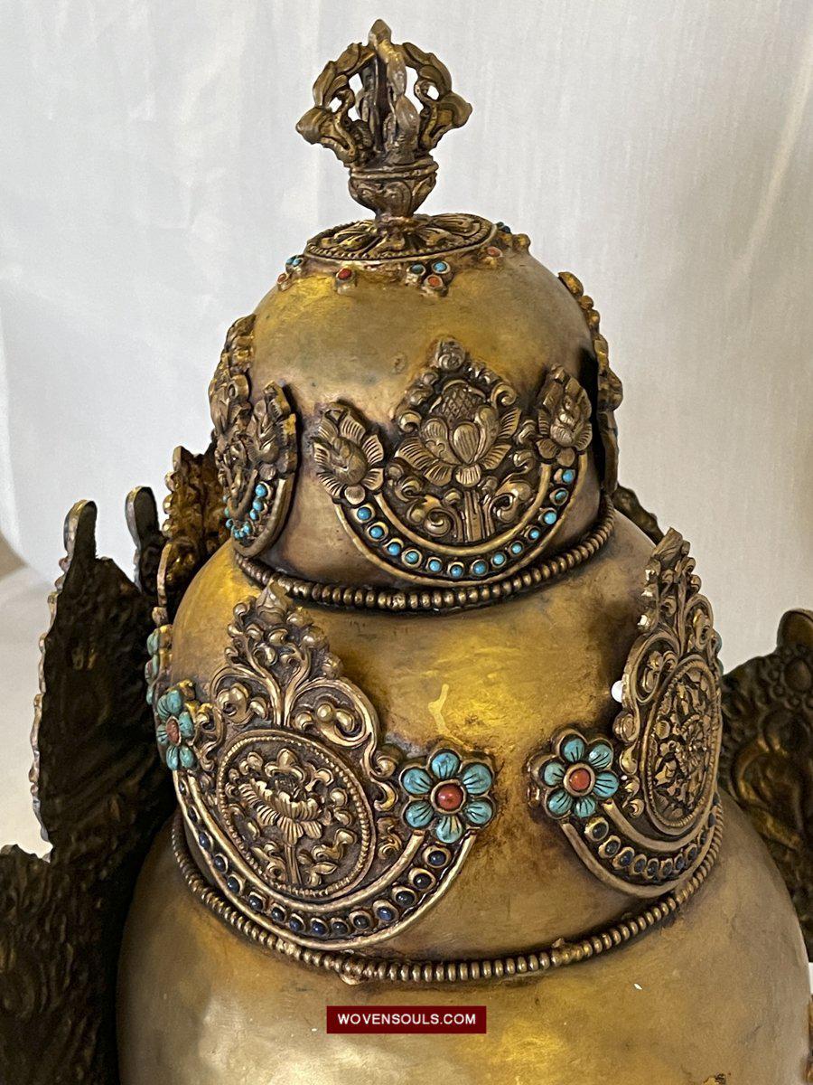 1561 SOLD - Antique Buddhist Ceremonial Crown for Lama / Priest-WOVENSOULS-Antique-Vintage-Textiles-Art-Decor