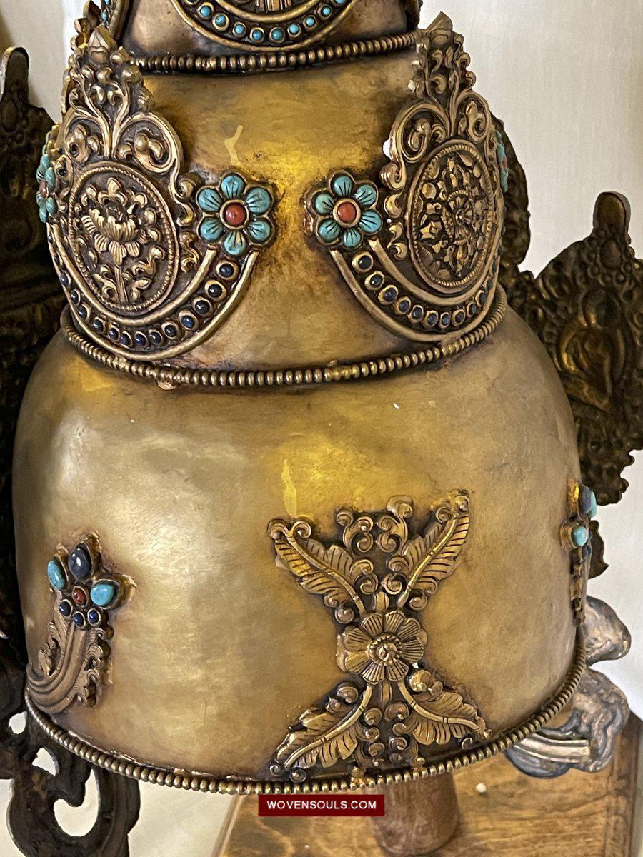 1561 SOLD - Antique Buddhist Ceremonial Crown for Lama / Priest-WOVENSOULS-Antique-Vintage-Textiles-Art-Decor