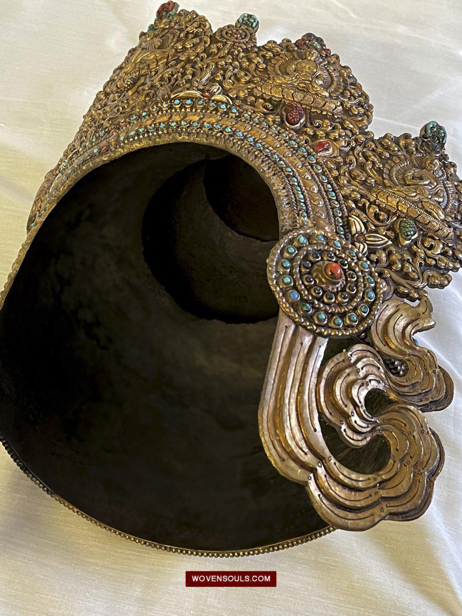 1561 SOLD - Antique Buddhist Ceremonial Crown for Lama / Priest-WOVENSOULS-Antique-Vintage-Textiles-Art-Decor