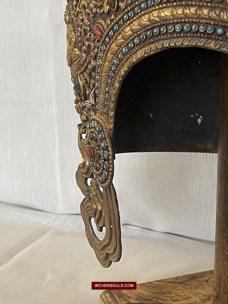 1561 SOLD - Antique Buddhist Ceremonial Crown for Lama / Priest-WOVENSOULS-Antique-Vintage-Textiles-Art-Decor