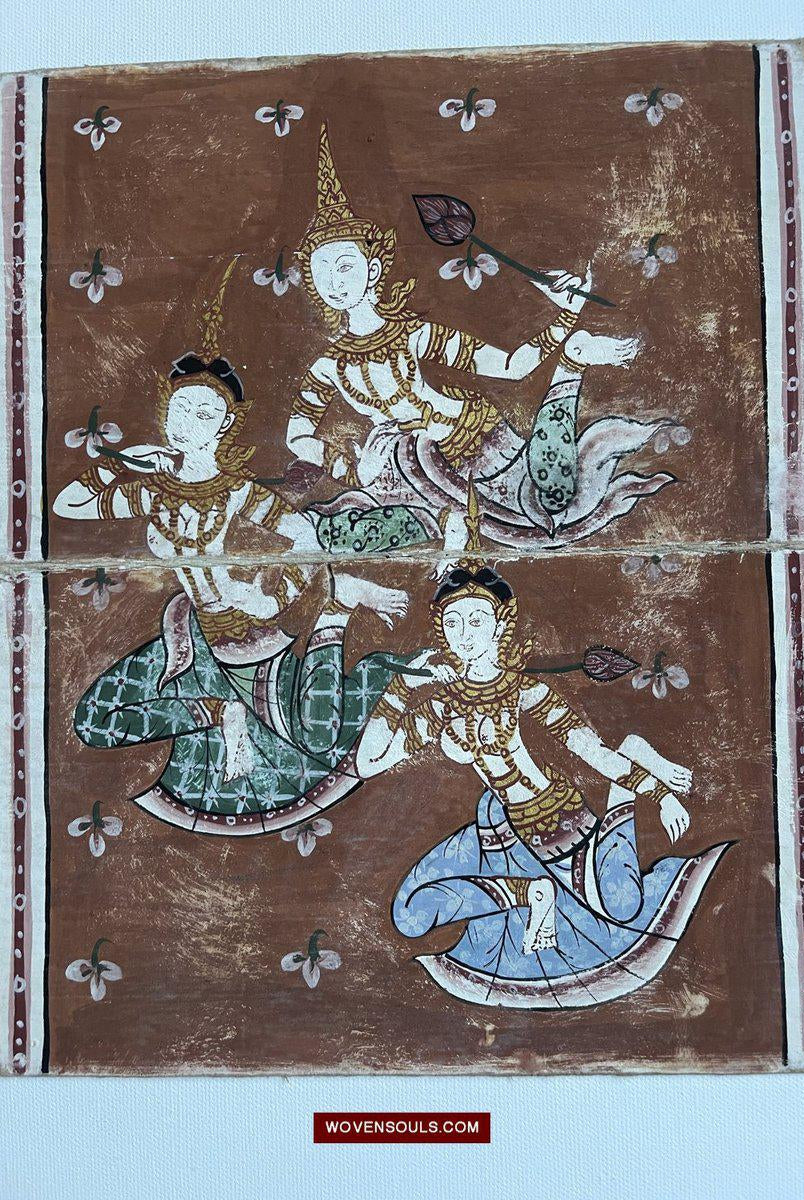 1563 LOT of 10 Paintings from Antique Phra Malai Manuscripts-WOVENSOULS-Antique-Vintage-Textiles-Art-Decor