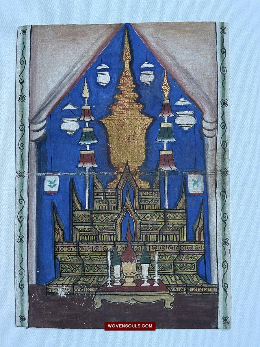 1563 LOT of 10 Paintings from Antique Phra Malai Manuscripts-WOVENSOULS-Antique-Vintage-Textiles-Art-Decor