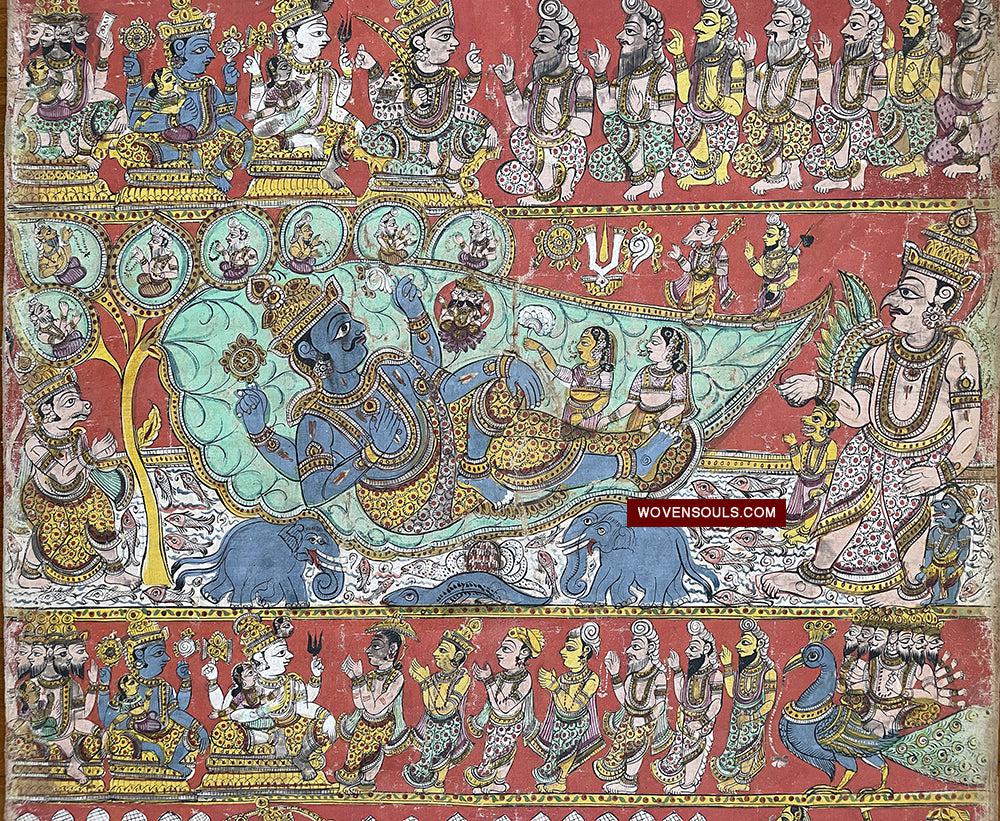 1582 A Complete Deccani Scroll - Padmasali Purana Andhra Pradesh-WOVENSOULS Antique Textiles & Art Gallery