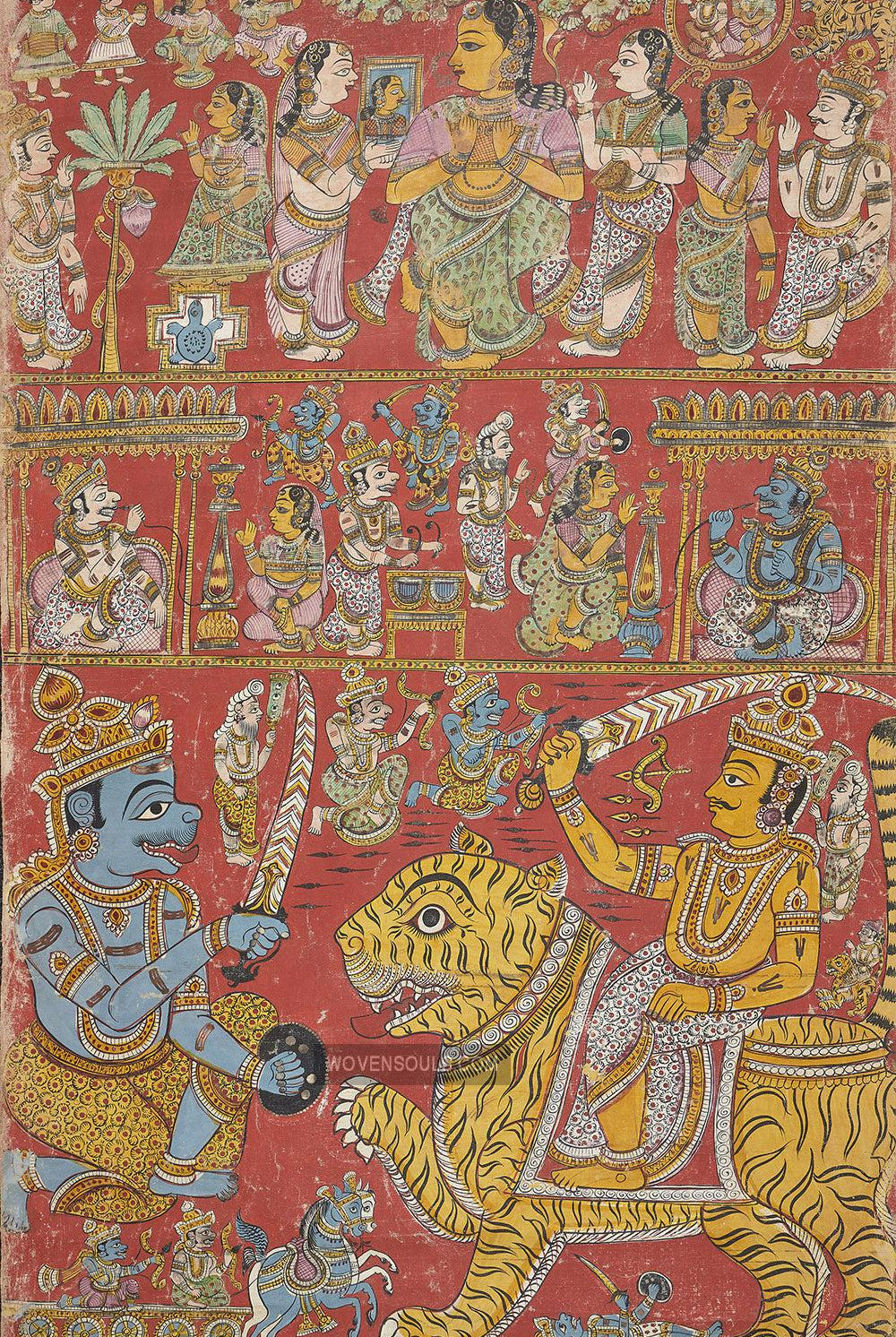 1582 A Complete Deccani Scroll - Padmasali Purana Andhra Pradesh-WOVENSOULS Antique Textiles & Art Gallery