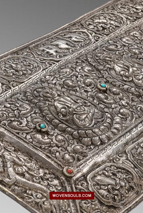 1606 Antique Tibetan Silver Sutra Cover-WOVENSOULS Antique Textiles & Art Gallery