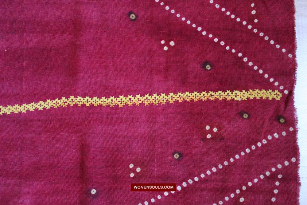 1607 Old Thar Rajasthan Wedding Odhana Shawl - Embroidery Bandhini & Mirrorwork-WOVENSOULS Antique Textiles & Art Gallery