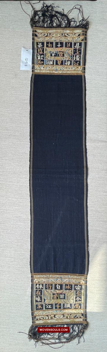 1610 Old Chinese Hainan Meifu Li Ethnic Minority Head wrap turban w Inscription-WOVENSOULS Antique Textiles & Art Gallery