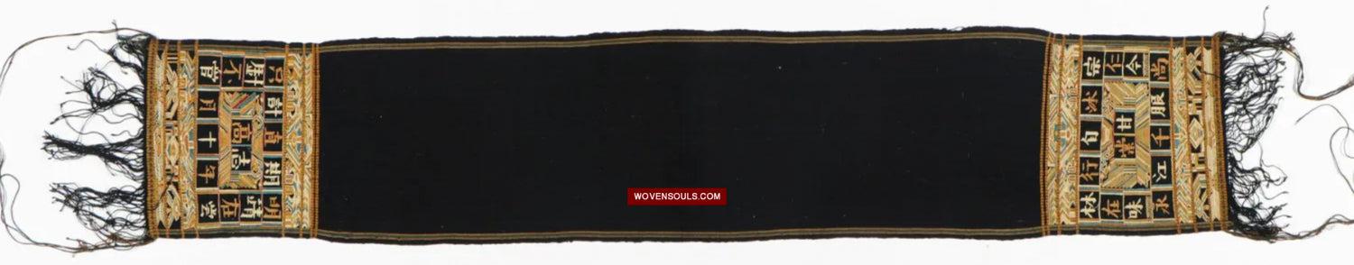 1610 Old Chinese Hainan Meifu Li Ethnic Minority Head wrap turban w Inscription-WOVENSOULS Antique Textiles & Art Gallery