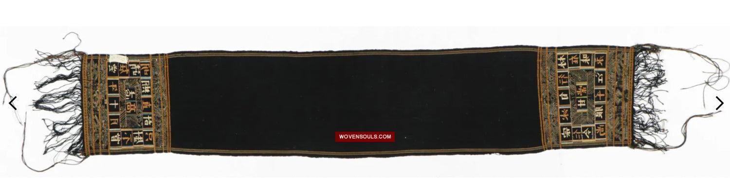 1610 Old Chinese Hainan Meifu Li Ethnic Minority Head wrap turban w Inscription-WOVENSOULS Antique Textiles & Art Gallery