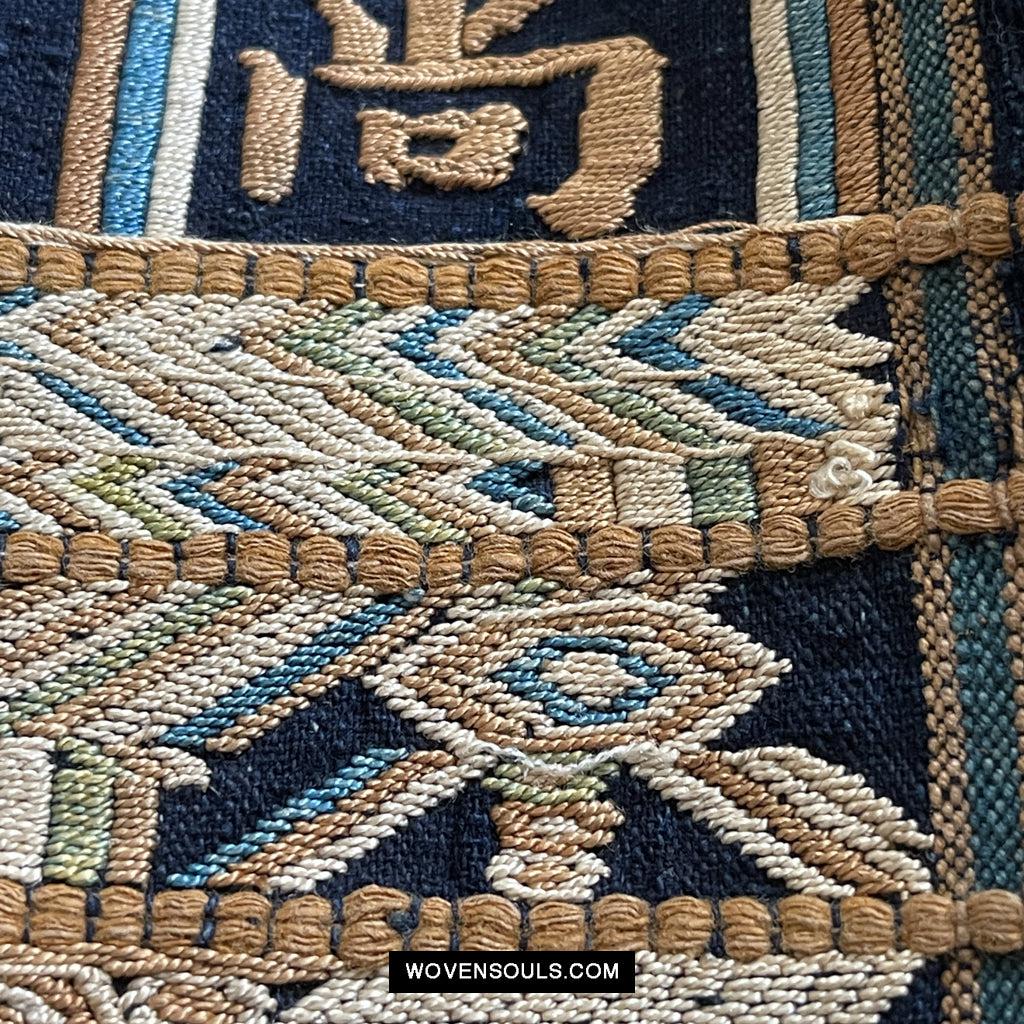 1610 Old Chinese Hainan Meifu Li Ethnic Minority Head wrap turban w Inscription-WOVENSOULS Antique Textiles & Art Gallery