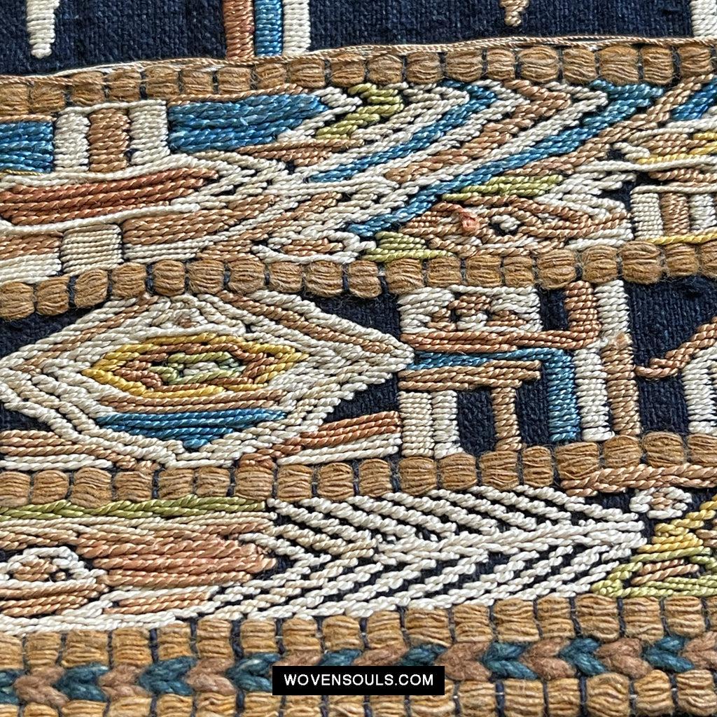 1610 Old Chinese Hainan Meifu Li Ethnic Minority Head wrap turban w Inscription-WOVENSOULS Antique Textiles & Art Gallery