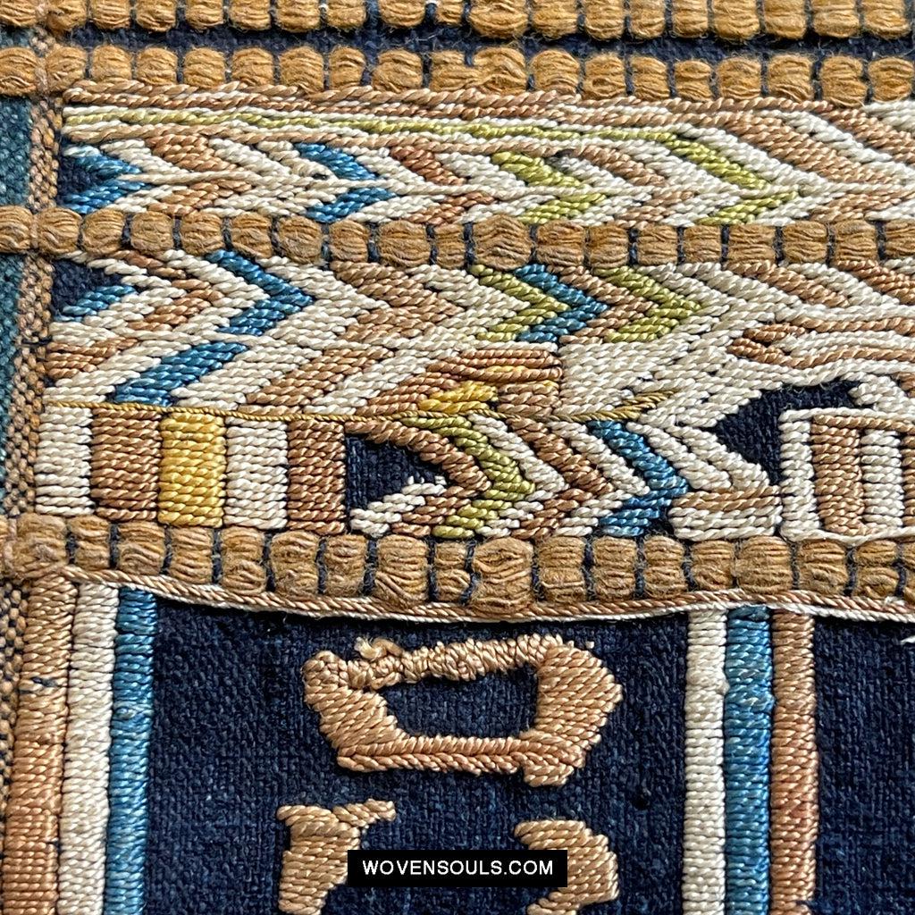 1610 Old Chinese Hainan Meifu Li Ethnic Minority Head wrap turban w Inscription-WOVENSOULS Antique Textiles & Art Gallery