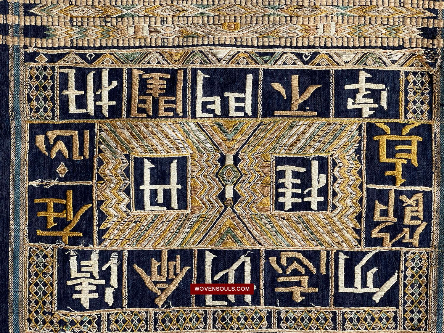 1611 Old Chinese Hainan Meifu Li Ethnic Minority Head wrap turban w Inscription-WOVENSOULS Antique Textiles & Art Gallery