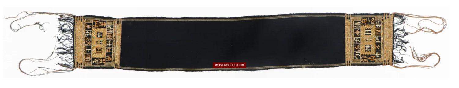 1611 Old Chinese Hainan Meifu Li Ethnic Minority Head wrap turban w Inscription-WOVENSOULS Antique Textiles & Art Gallery