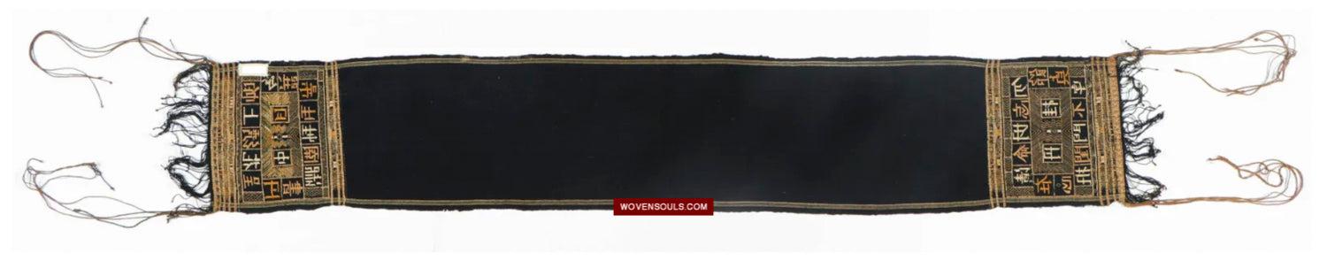 1611 Old Chinese Hainan Meifu Li Ethnic Minority Head wrap turban w Inscription-WOVENSOULS Antique Textiles & Art Gallery