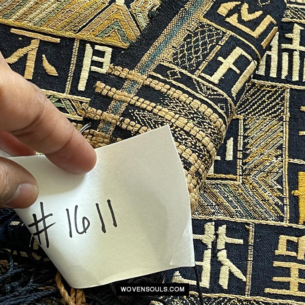 1611 Old Chinese Hainan Meifu Li Ethnic Minority Head wrap turban w Inscription-WOVENSOULS Antique Textiles & Art Gallery