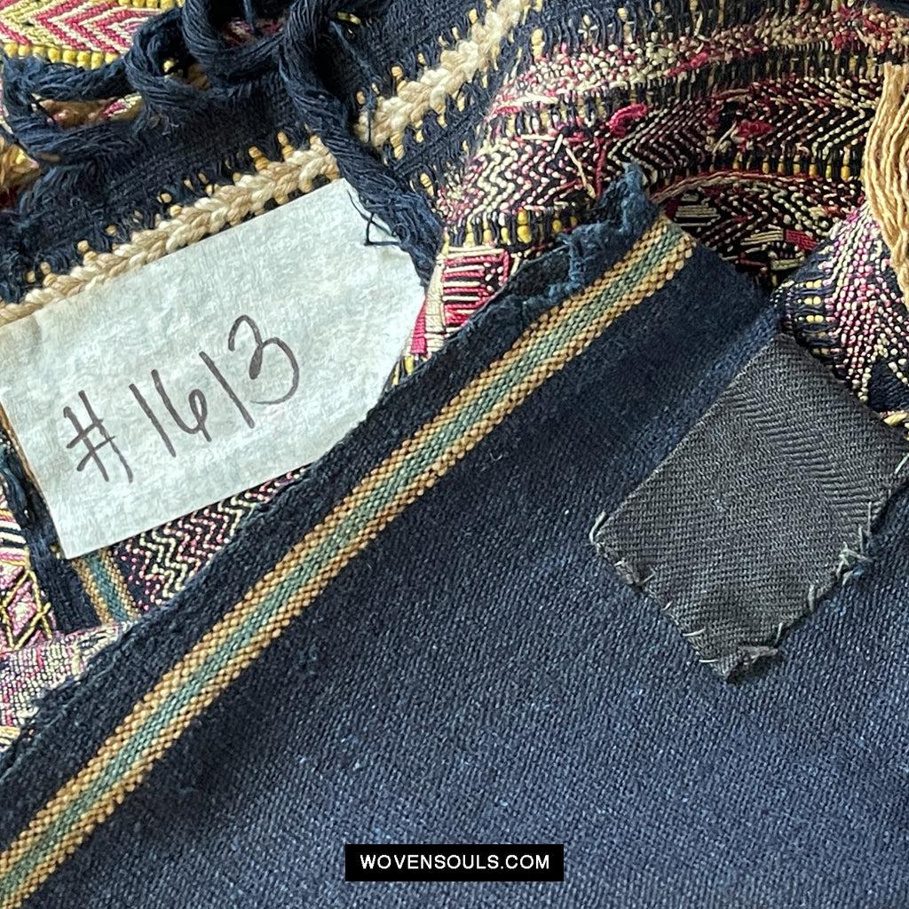 1613 Old Chinese Hainan Meifu Li Ethnic Minority Head wrap turban w Magenta Inscription-WOVENSOULS Antique Textiles & Art Gallery