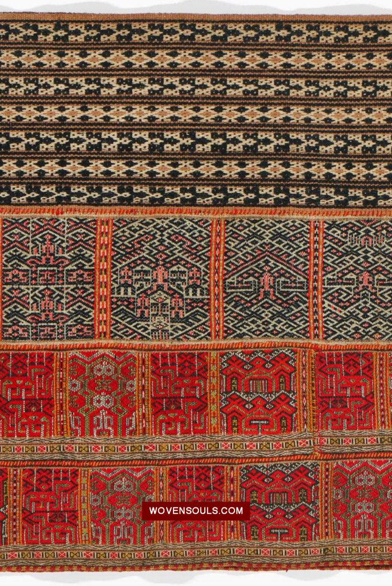 1614 Old Chinese Hainan Run Li Ethnic Minority Woven Skirt-WOVENSOULS Antique Textiles & Art Gallery