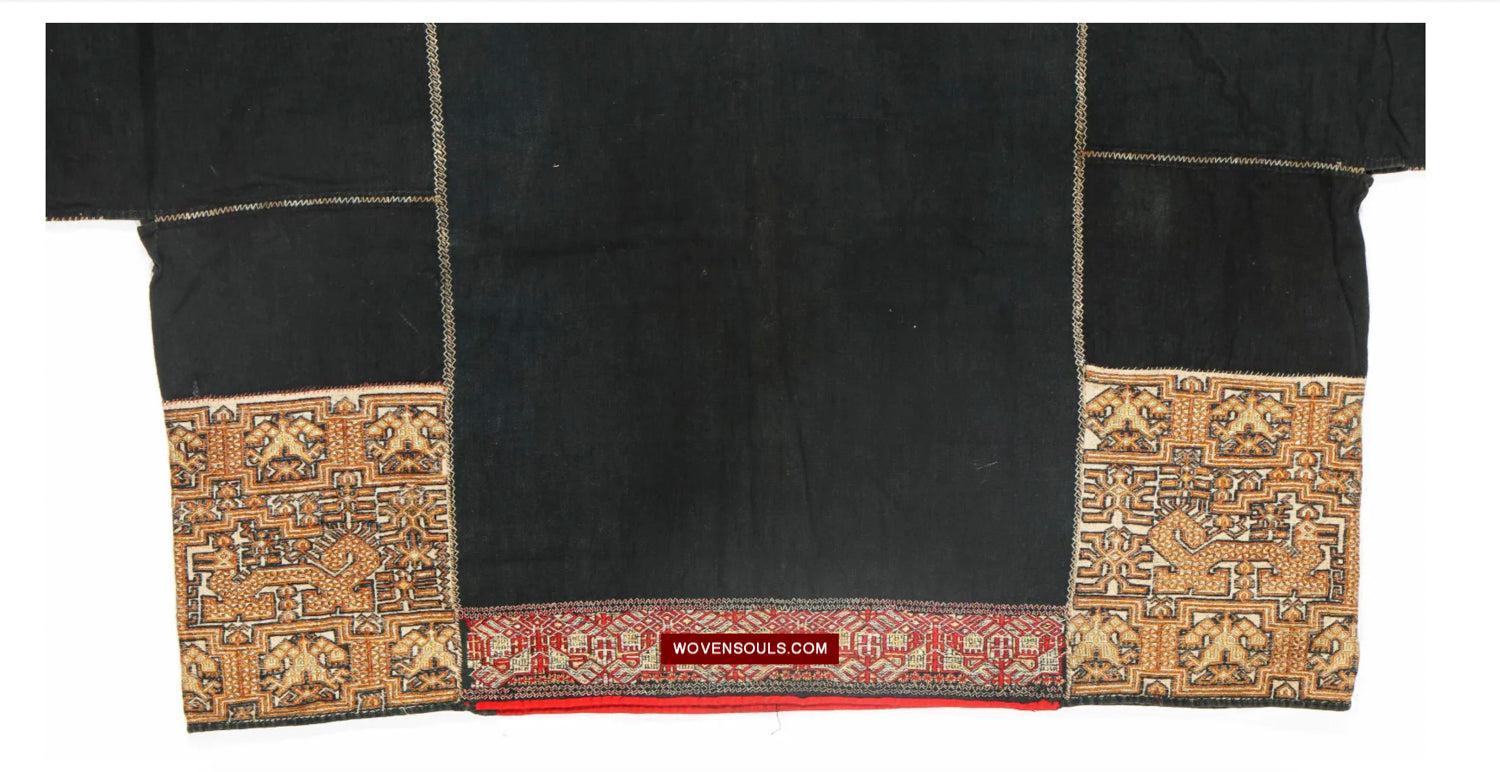 1617 Museum-Quality Old Chinese Hainan Run Li Ethnic Minority Woven Tunic Jacket-WOVENSOULS Antique Textiles & Art Gallery
