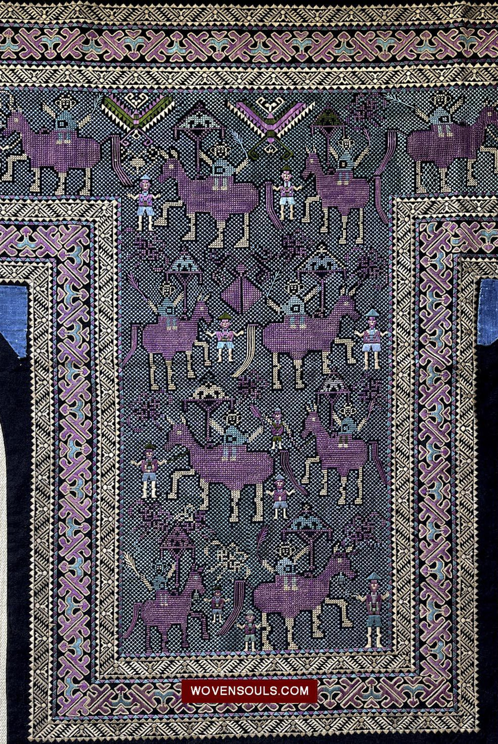 1618 Rare Vintage Baby Carrier with Figures-WOVENSOULS Antique Textiles & Art Gallery