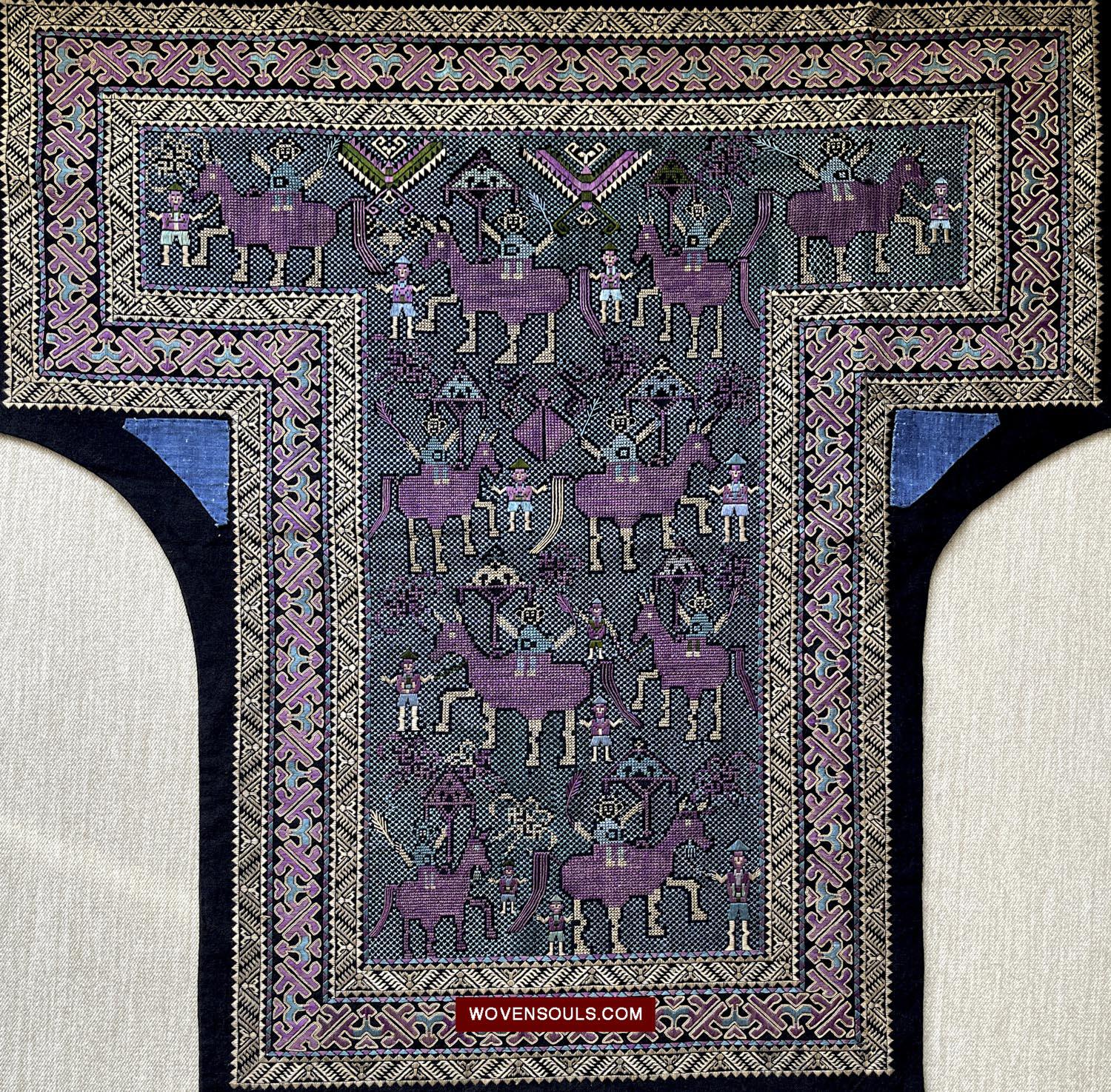 1618 Rare Vintage Baby Carrier with Figures-WOVENSOULS Antique Textiles & Art Gallery